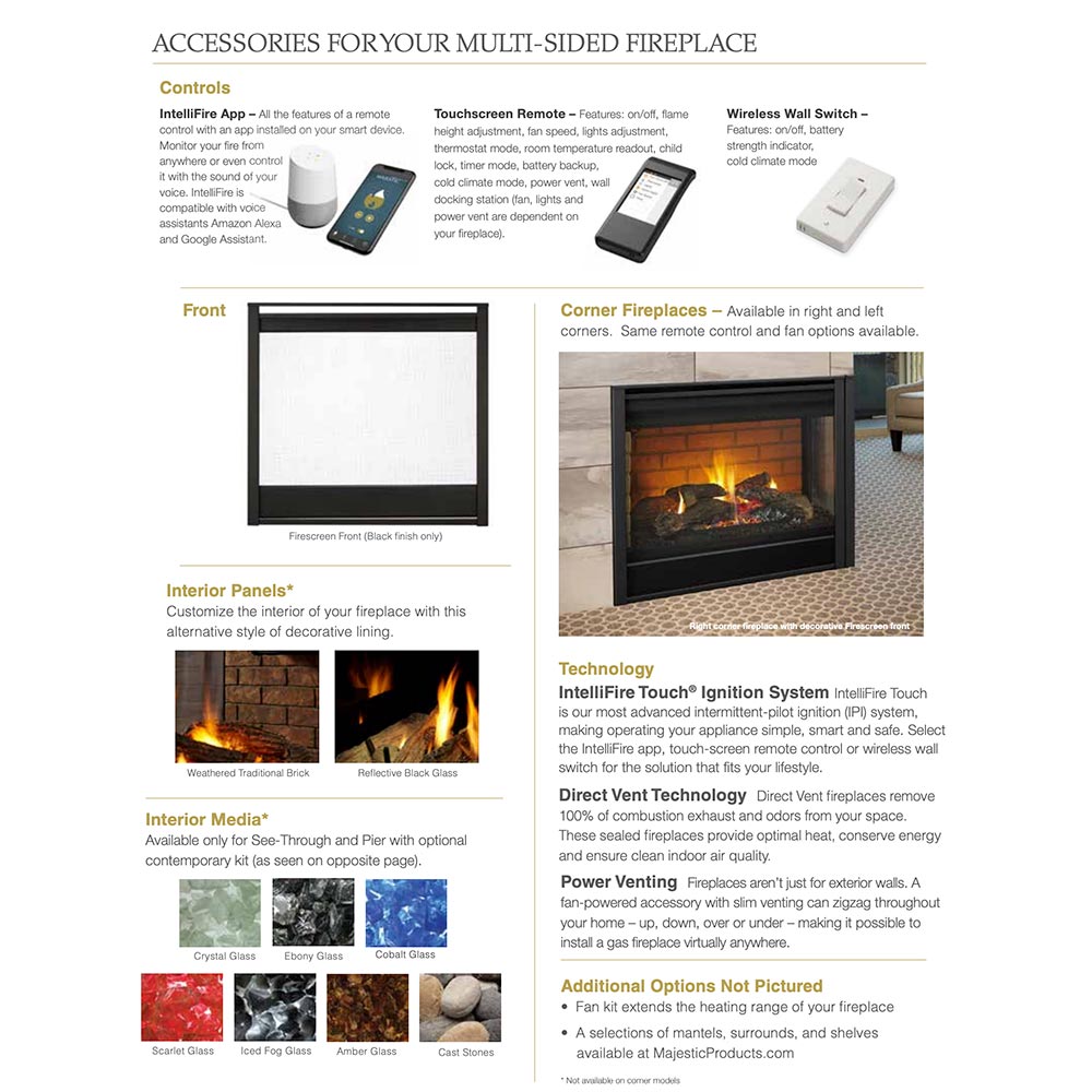 Majestic Pier 36 - Inch Direct Vent Multi - Sided Gas Fireplace - PIER - DV36IN - by Majestic | Buy at Agent BBQ