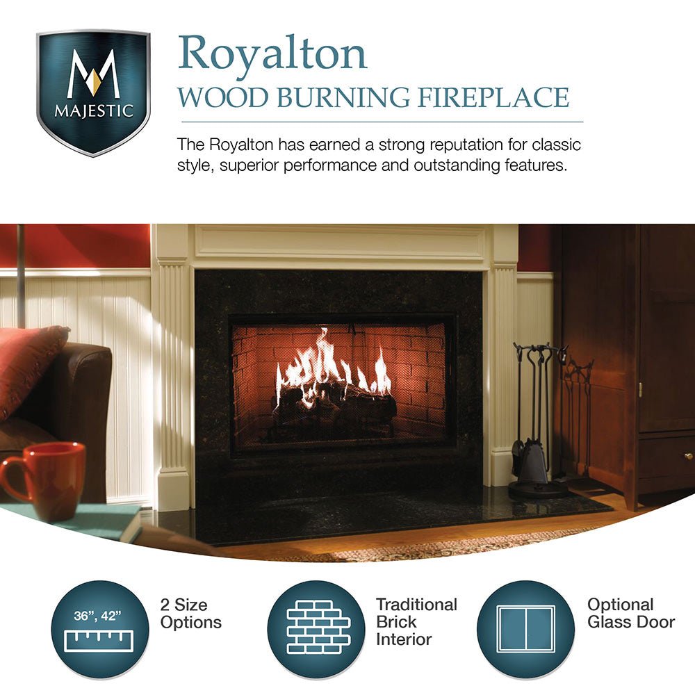 Majestic Royalton 36 - Inch Radiant Wood Burning Fireplace - by Majestic | Buy at Agent BBQ