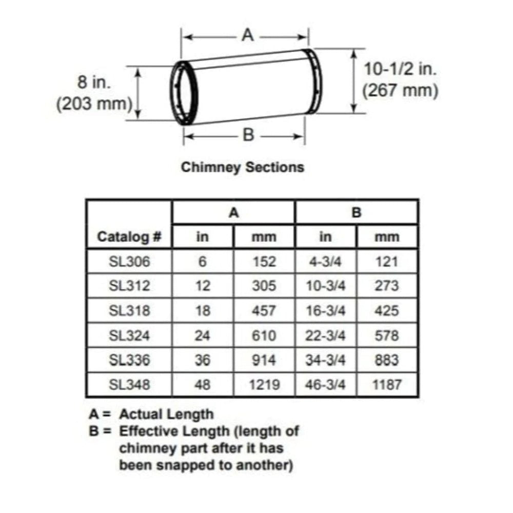 Majestic SL3 Chimney Section Stove Pipe - by Majestic | Buy at Agent BBQ