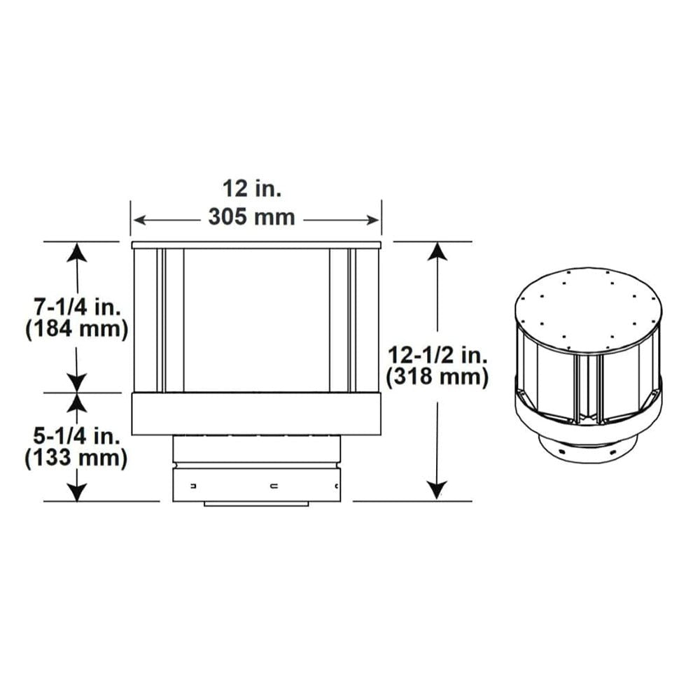 Majestic Vertical High Wind Termination Cap - DVP - TVHW - by Majestic | Buy at Agent BBQ
