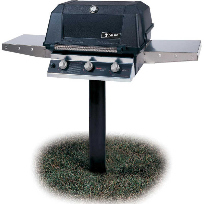 MHP Tri - Burn W3G4DD Gas Grill With SearMagic Grids On In - Ground Post - In - Ground Post Gas Grill by MHP | Buy at Agent BBQ