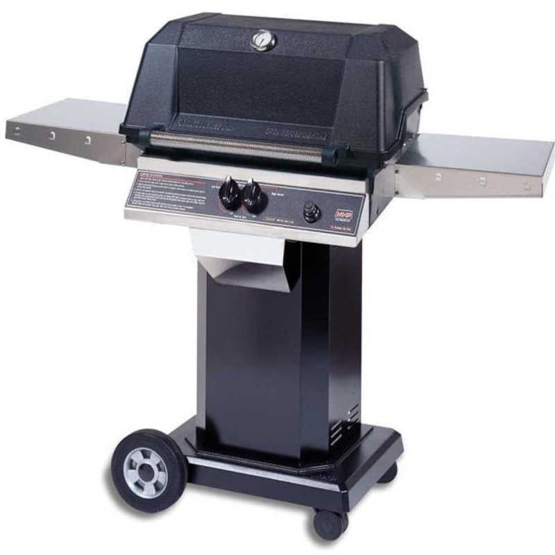 MHP WNK4DD Gas Grill With Stainless Steel Shelves And SearMagic Grids On Black Cart - Freestanding Gas Grill by MHP | Buy at Agent BBQ