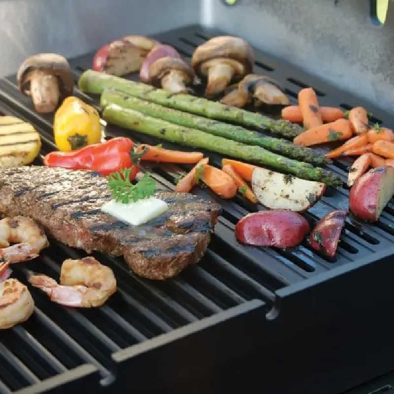 MHP WNK4DD Gas Grill With Stainless Steel Shelves And SearMagic Grids On In - Ground Post - In - Ground Post Gas Grill by MHP | Buy at Agent BBQ