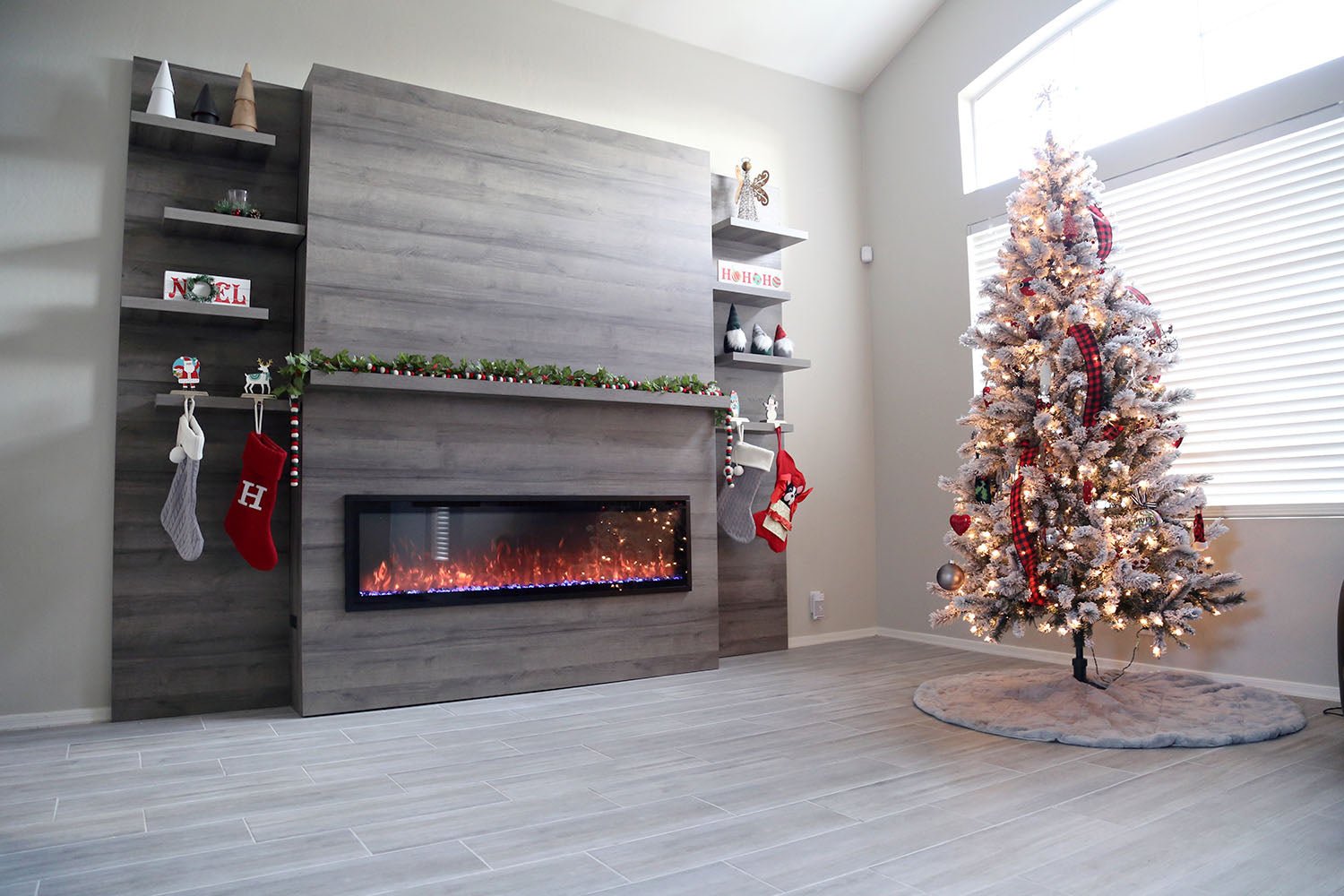 Modern Flames Allwood Fireplace Media Wall in Driftwood Gray | 60'' Spectrum Electric Fireplace - Electric Fireplace by Modern Flames | Buy at Agent BBQ