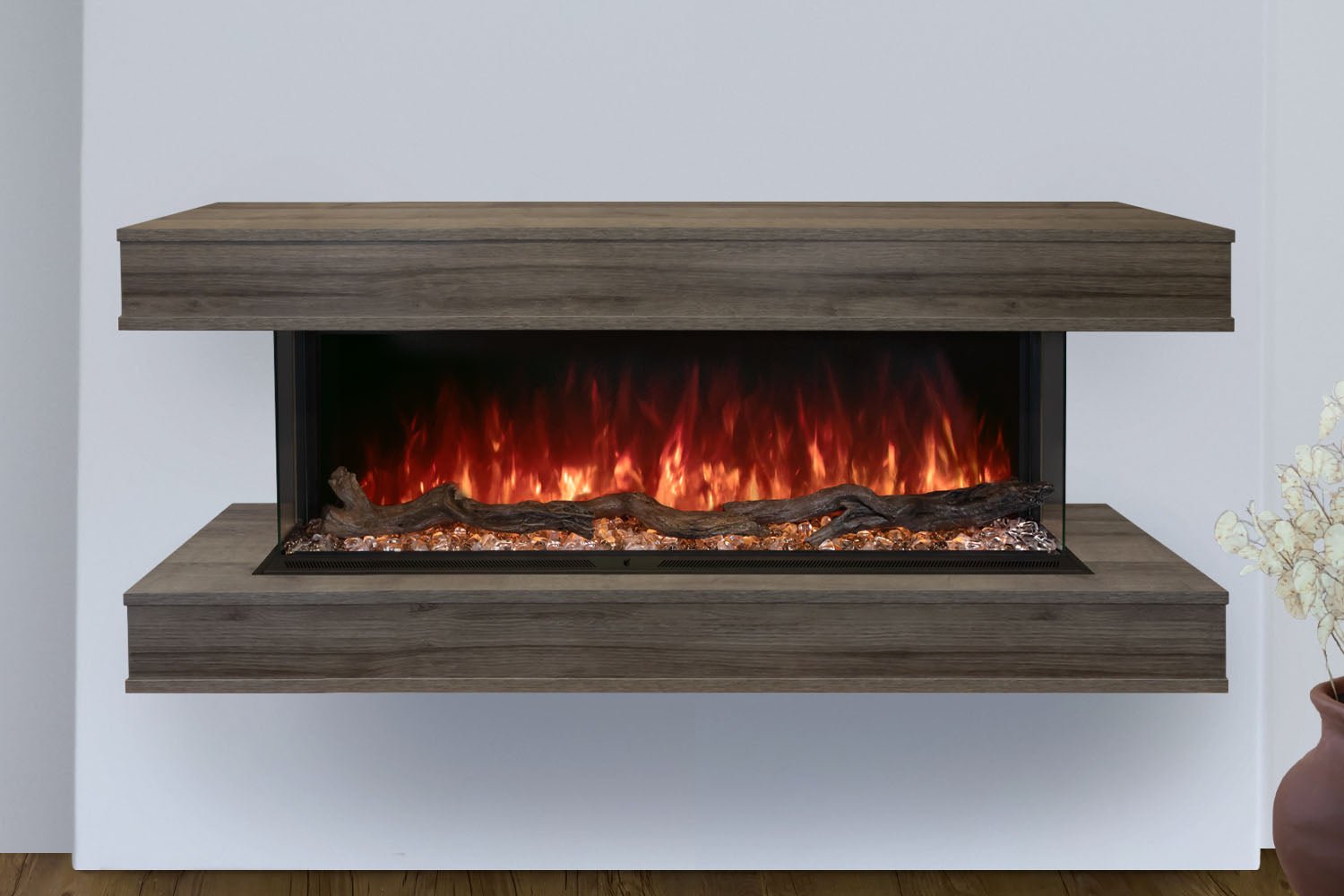 Modern Flames Landscape Pro 58'' Studio Suite Wall Mount Mantel Package | Driftwood Grey - Electric Fireplace by Modern Flames | Buy at Agent BBQ