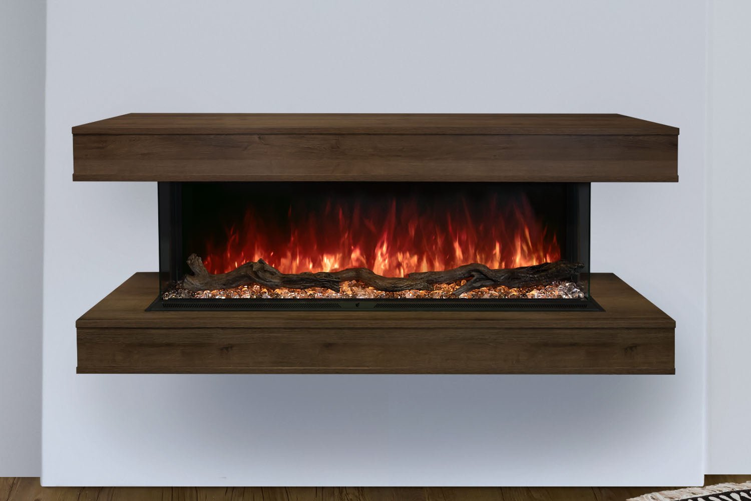 Modern Flames Landscape Pro 58" Studio Suite Wall Mount Mantel Package | Weathered Walnut - Electric Fireplace by Modern Flames | Buy at Agent BBQ