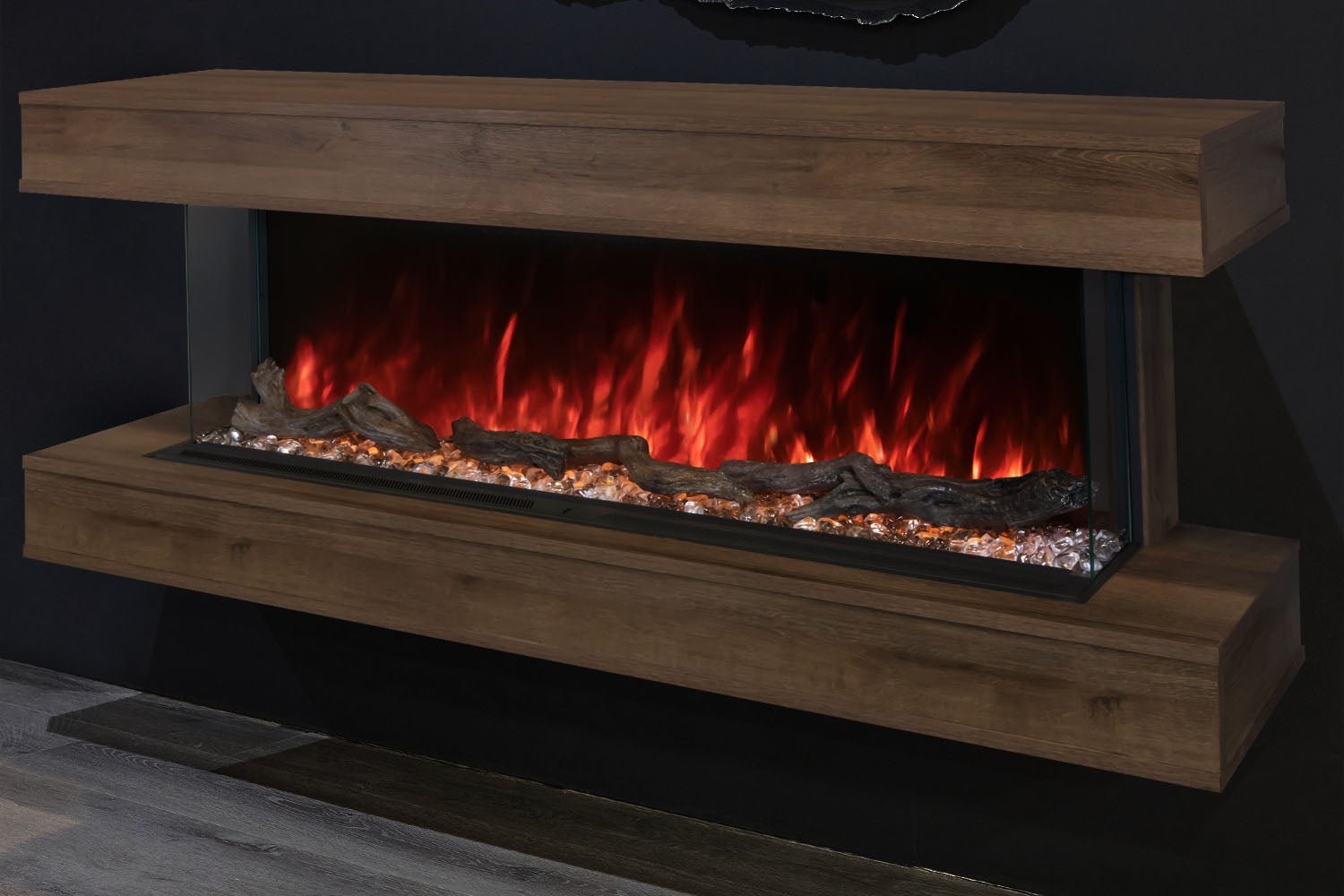 Modern Flames Landscape Pro 70" Studio Suite Wall Mount Mantel Package | Weathered Walnut - Electric Fireplace by Modern Flames | Buy at Agent BBQ