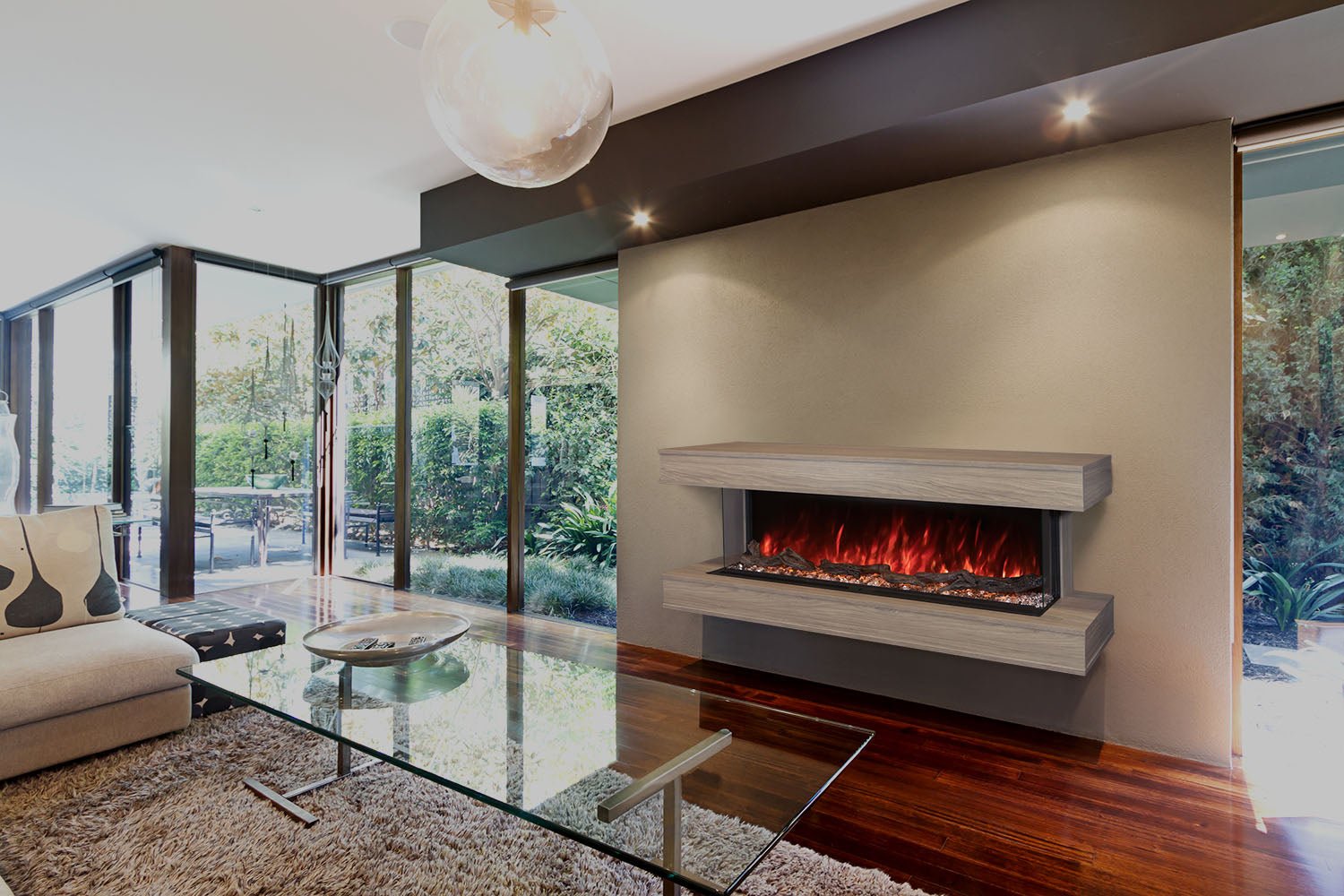 Modern Flames Landscape Pro 82" Studio Suite Wall Mount Mantel Package | Coastal Sand - Electric Fireplace by Modern Flames | Buy at Agent BBQ