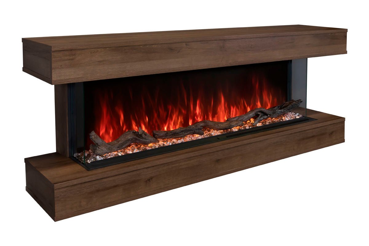 Modern Flames Landscape Pro 82'' Studio Suite Wall Mount Mantel Package | Weathered Walnut - Electric Fireplace by Modern Flames | Buy at Agent BBQ