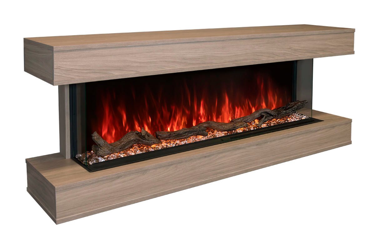 Modern Flames Landscape Pro 94'' Studio Suite Wall Mount Mantel Package | Coastal Sand - Electric Fireplace by Modern Flames | Buy at Agent BBQ