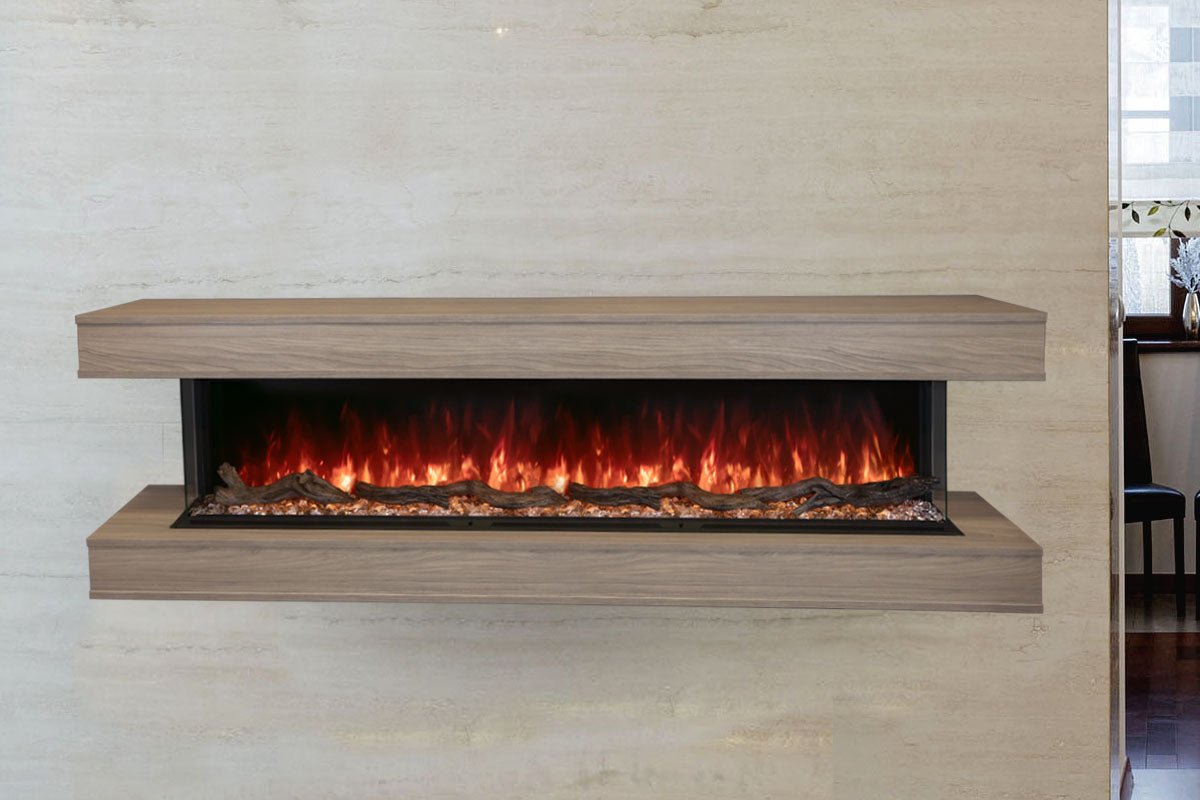 Modern Flames Landscape Pro 94'' Studio Suite Wall Mount Mantel Package | Coastal Sand - Electric Fireplace by Modern Flames | Buy at Agent BBQ