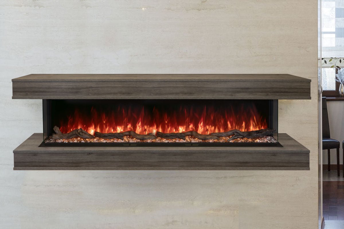 Modern Flames Landscape Pro 94'' Studio Suite Wall Mount Mantel Package | Driftwood Grey - Electric Fireplace by Modern Flames | Buy at Agent BBQ