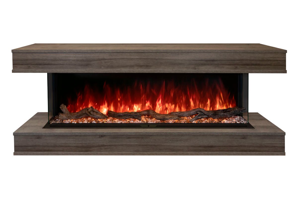 Modern Flames Landscape Pro 94'' Studio Suite Wall Mount Mantel Package | Driftwood Grey - Electric Fireplace by Modern Flames | Buy at Agent BBQ
