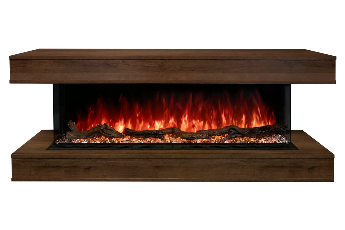 Modern Flames Landscape Pro 94'' Studio Suite Wall Mount Mantel Package | Weathered Walnut - Electric Fireplace by Modern Flames | Buy at Agent BBQ