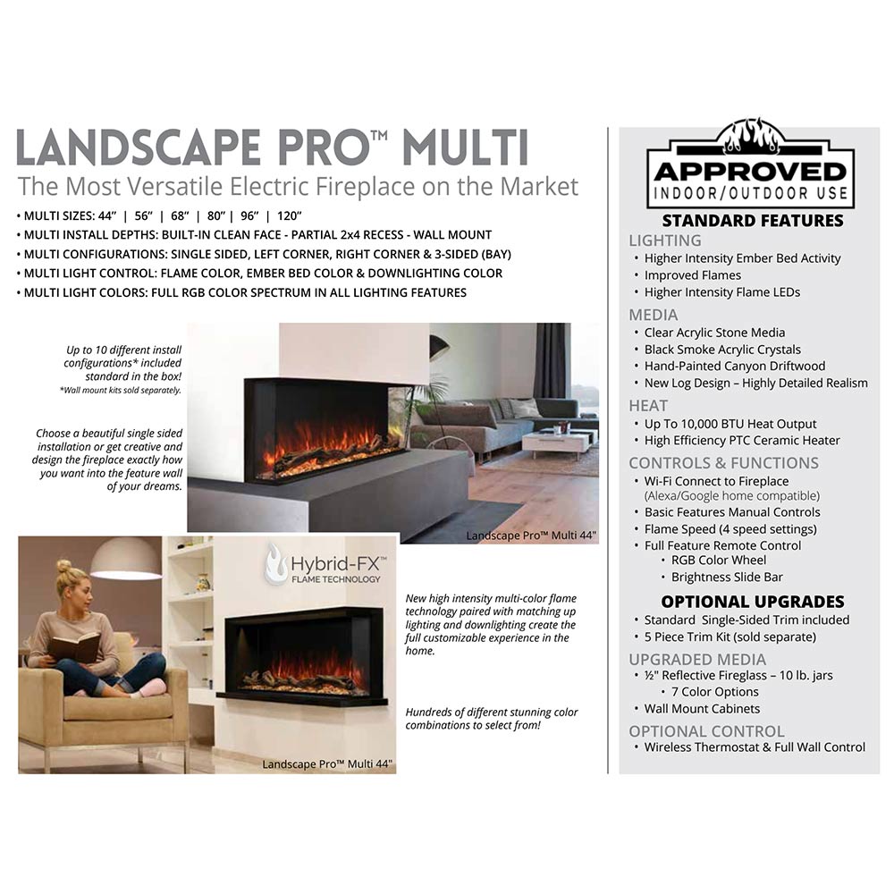 Modern Flames LPM - 5616 - WMC Landscape Pro Multi 56 - Inch Three - Sided Electric Fireplace with Wall Mount Mantel - Hearth : Electric Fireplace by Modern Flames | Buy at Agent BBQ