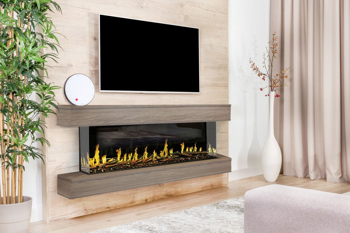 Modern Flames Orion Multi 64" Heliovision Electric Fireplace Wall Mount Studio Suite | Coastal Sand - Electric Fireplace by Modern Flames | Buy at Agent BBQ