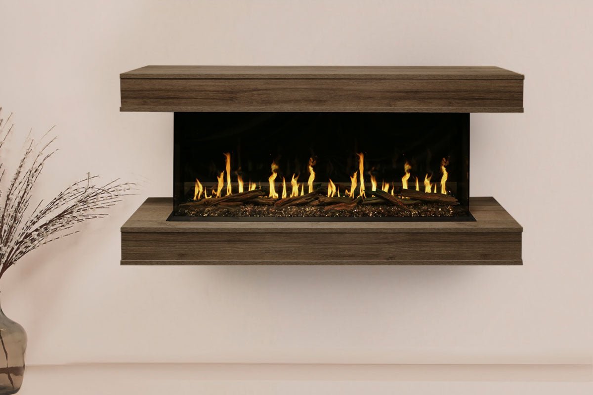 Modern Flames Orion Multi 64'' Heliovision Electric Fireplace Wall Mount Studio Suite | Weathered Walnut - Electric Fireplace by Modern Flames | Buy at Agent BBQ