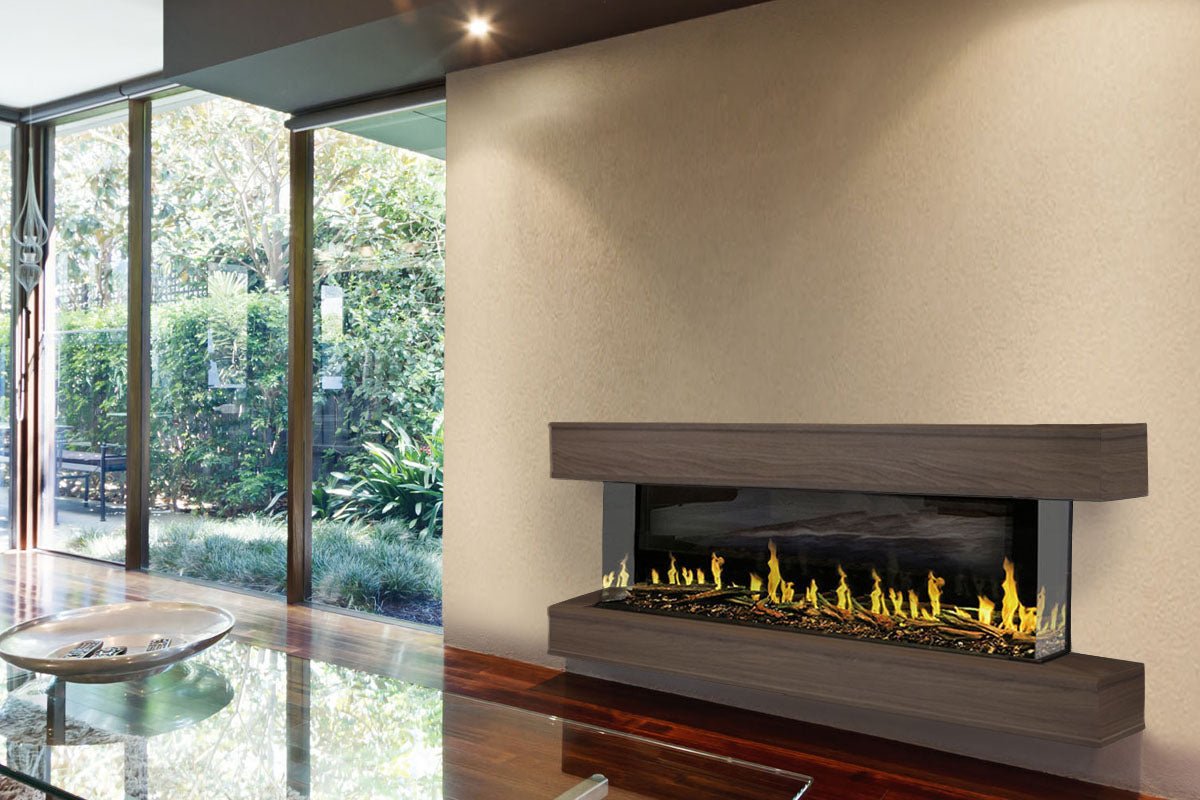 Modern Flames Orion Multi 73" Heliovision Electric Fireplace Wall Mount Studio Suite | Weathered Walnut - Electric Fireplace by Modern Flames | Buy at Agent BBQ