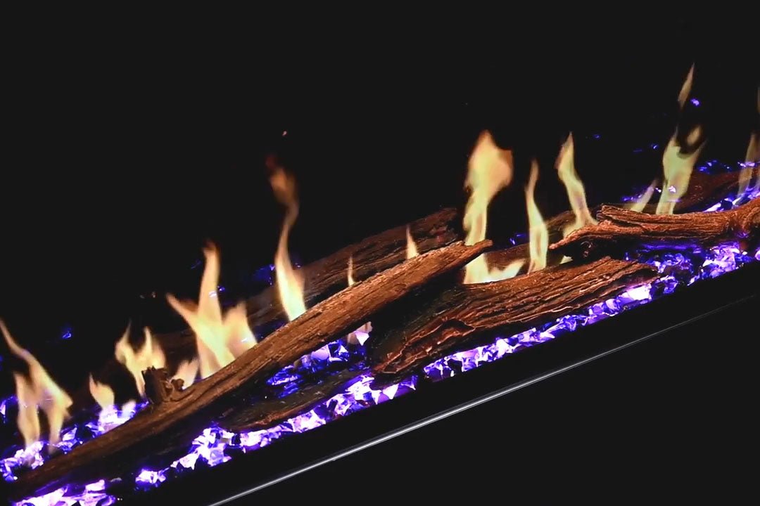 Modern Flames Orion Multi 73" Heliovision Electric Fireplace Wall Mount Studio Suite | Weathered Walnut - Electric Fireplace by Modern Flames | Buy at Agent BBQ