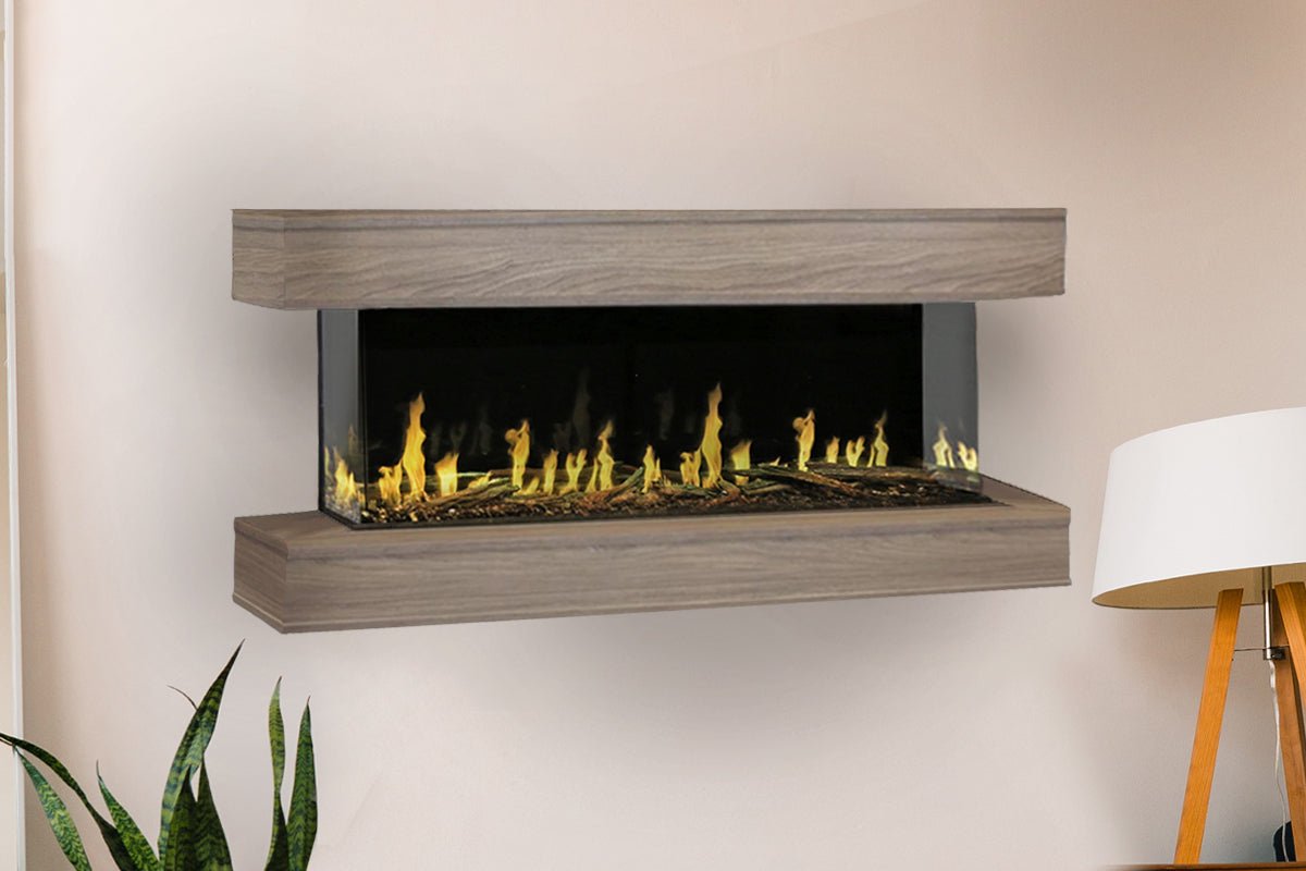 Modern Flames Orion Multi 88'' Heliovision Electric Fireplace Wall Mount Studio Suite | Coastal Sand - Electric Fireplace by Modern Flames | Buy at Agent BBQ
