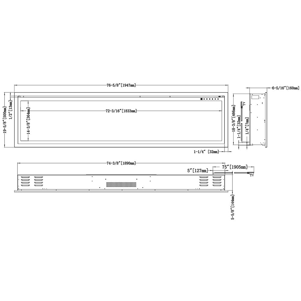 Modern Flames Orion Slim 76 - Inch Linear Built - In Electric Fireplace - Hearth : Electric Fireplace by Modern Flames | Buy at Agent BBQ