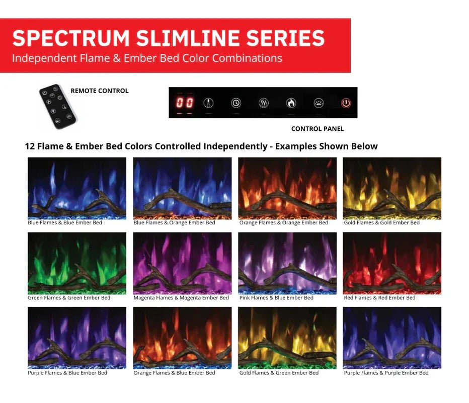 Modern Flames Spectrum Slimline 100'' Wall Mount / Recessed Linear Electric Fireplace - Electric Fireplace by Modern Flames | Buy at Agent BBQ