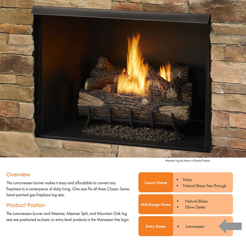 Monessen Mountain Oak Vent - Free Gas Log Set (LUMMTOK - Config) - by Monessen | Buy at Agent BBQ