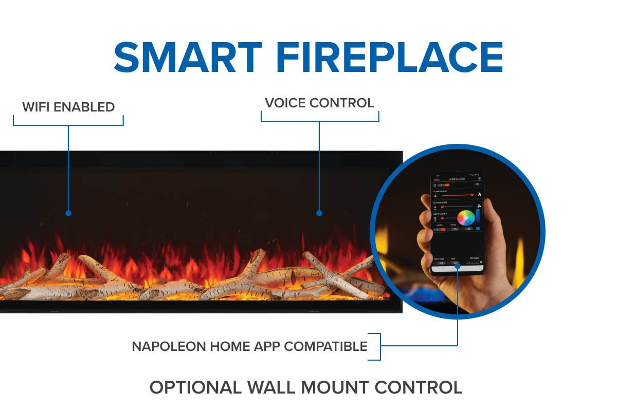 Napoleon Astound 50" FlexMount Smart Multi - Side Wall Mount | Recessed Electric Fireplace - Multi - Side View Electric Fireplace by Napoleon | Buy at Agent BBQ