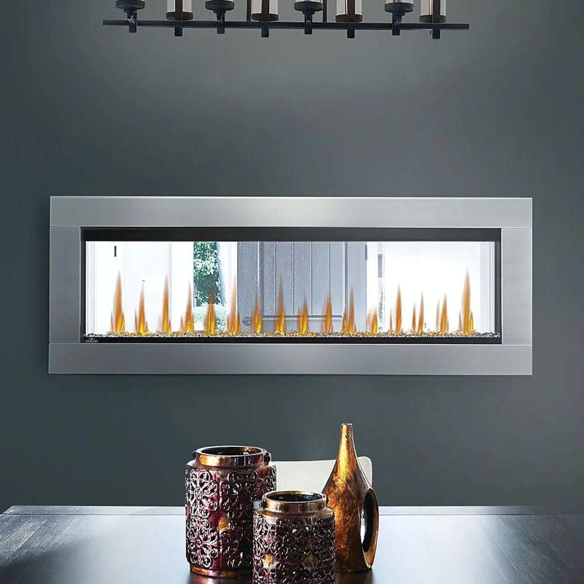 Napoleon Clearion Elite 50" See Thru Electric Fireplace in Stainless Steel - See Through Electric Fireplace by Napoleon | Buy at Agent BBQ