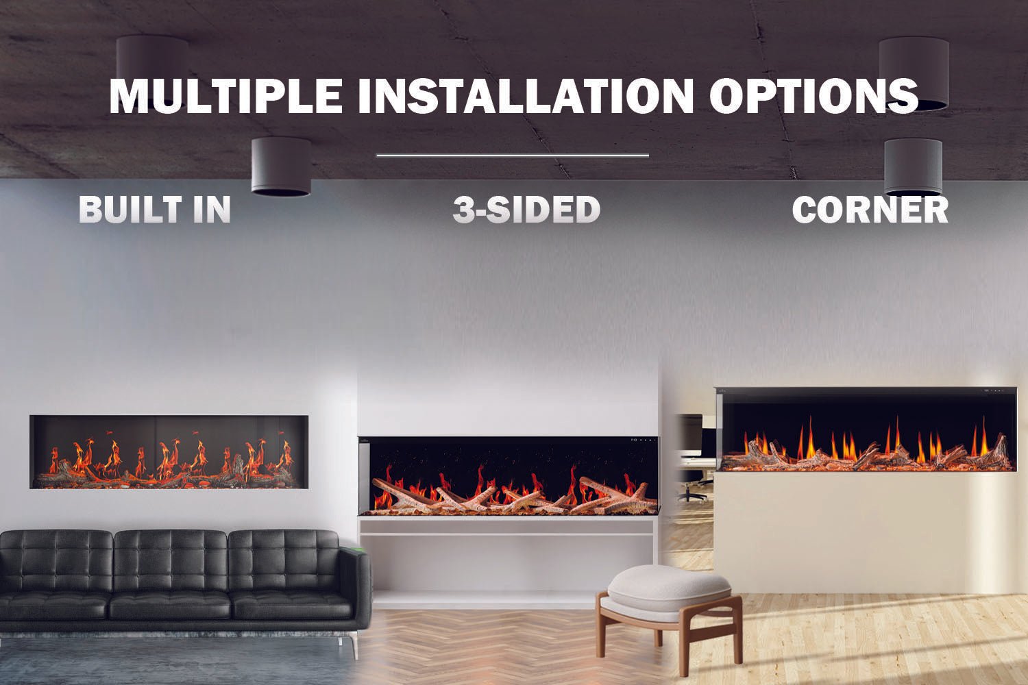 Napoleon Luminex 65" LCD Virtual Smart Multi - Sided Built In Electric Fireplace - Multi - Side View Electric Fireplace by Napoleon | Buy at Agent BBQ