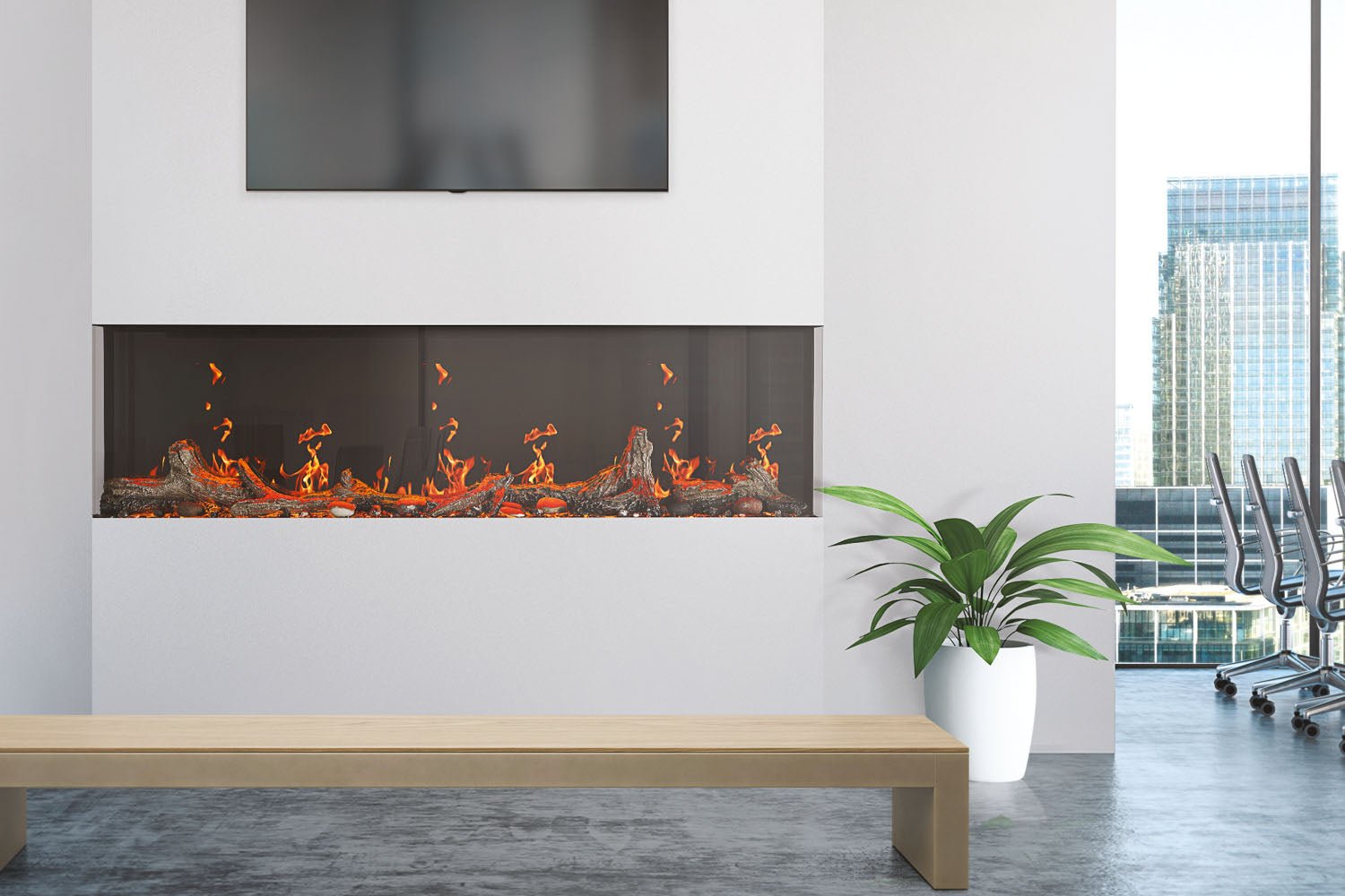 Napoleon Luminex 65" LCD Virtual Smart Multi - Sided Built In Electric Fireplace - Multi - Side View Electric Fireplace by Napoleon | Buy at Agent BBQ