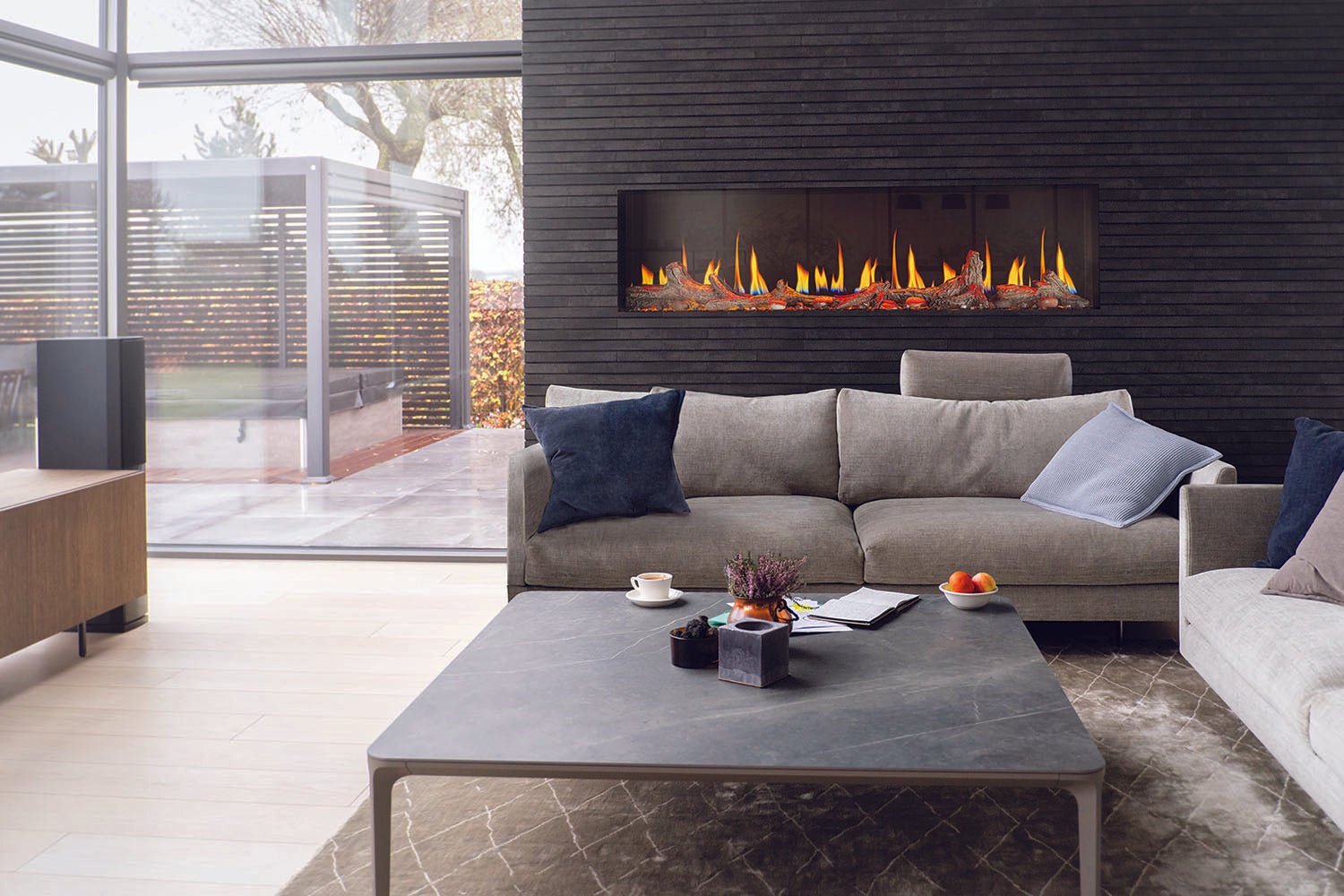 Napoleon Luminex 65" LCD Virtual Smart Multi - Sided Built In Electric Fireplace - Multi - Side View Electric Fireplace by Napoleon | Buy at Agent BBQ
