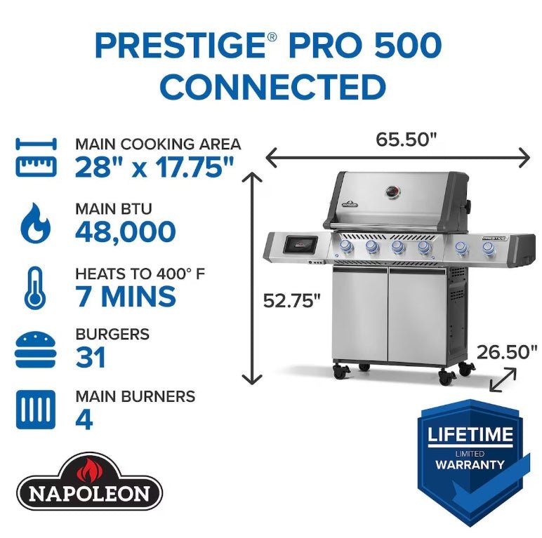 Napoleon Prestige PRO 500 Elite 4 Burner Freestanding Gas Grill - by Napoleon | Buy at Agent BBQ