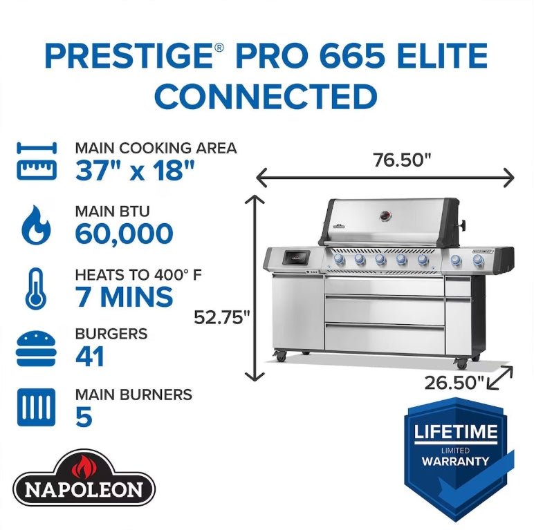 Napoleon Prestige PRO 665 Elite 5 Burner Freestanding Gas Grill - by Napoleon | Buy at Agent BBQ