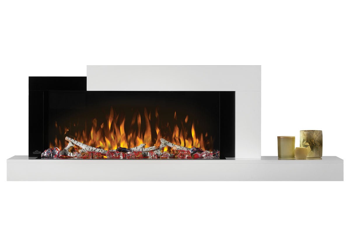 Napoleon Stylus Cara Elite Smart 60'' White Wall Mount Electric Fireplace with Shelf - Wall Mount Built In Electric Fireplace by Napoleon | Buy at Agent BBQ