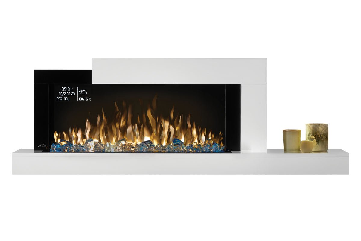 Napoleon Stylus Cara Elite Smart 60'' White Wall Mount Electric Fireplace with Shelf - Wall Mount Built In Electric Fireplace by Napoleon | Buy at Agent BBQ