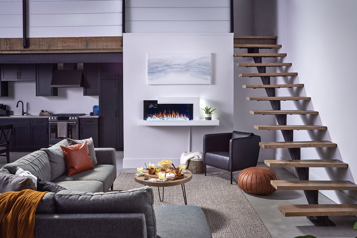 Napoleon Stylus Cara Elite Smart 60'' White Wall Mount Electric Fireplace with Shelf - Wall Mount Built In Electric Fireplace by Napoleon | Buy at Agent BBQ