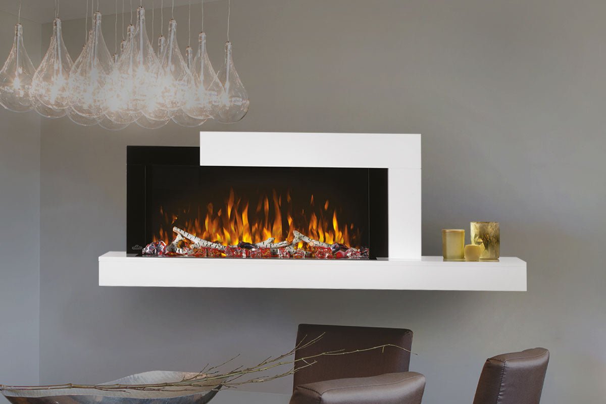 Napoleon Stylus Cara Elite Smart 60'' White Wall Mount Electric Fireplace with Shelf - Wall Mount Built In Electric Fireplace by Napoleon | Buy at Agent BBQ