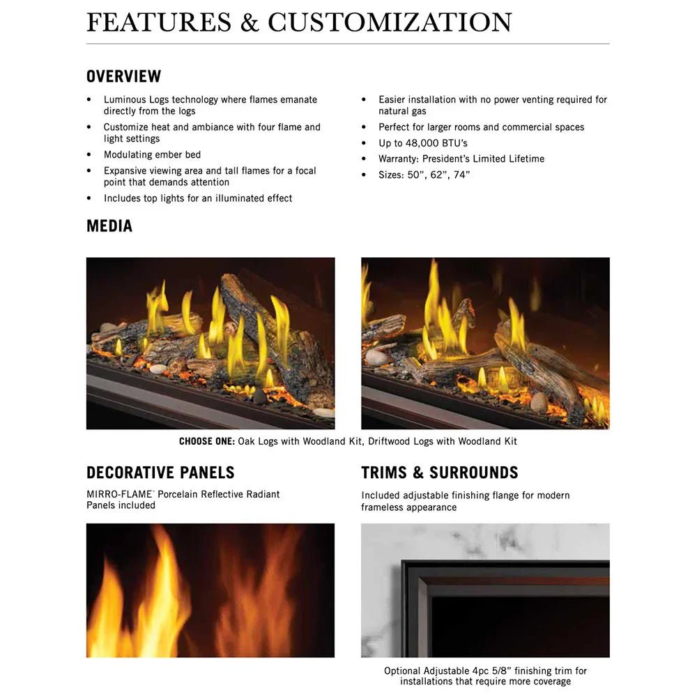 Napoleon Tall Vector 50" Linear Direct Vent Gas Fireplace | TLV50N - by Napoleon | Buy at Agent BBQ