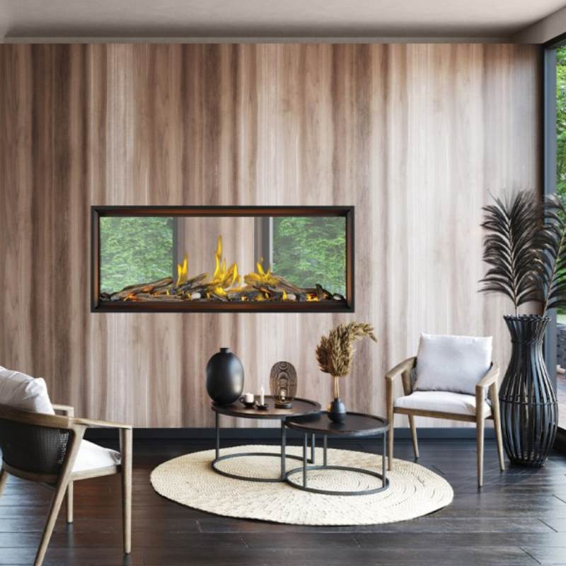 Napoleon Tall Vector with Luminous Logs 62" See Through Direct Vent Linear Gas Fireplace - by Napoleon | Buy at Agent BBQ
