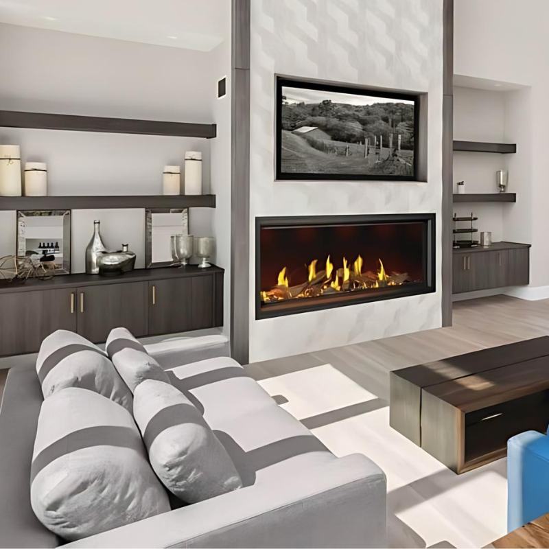 Napoleon Tall Vector with Luminous Logs 74" Direct Vent Linear Gas Fireplace - by Napoleon | Buy at Agent BBQ