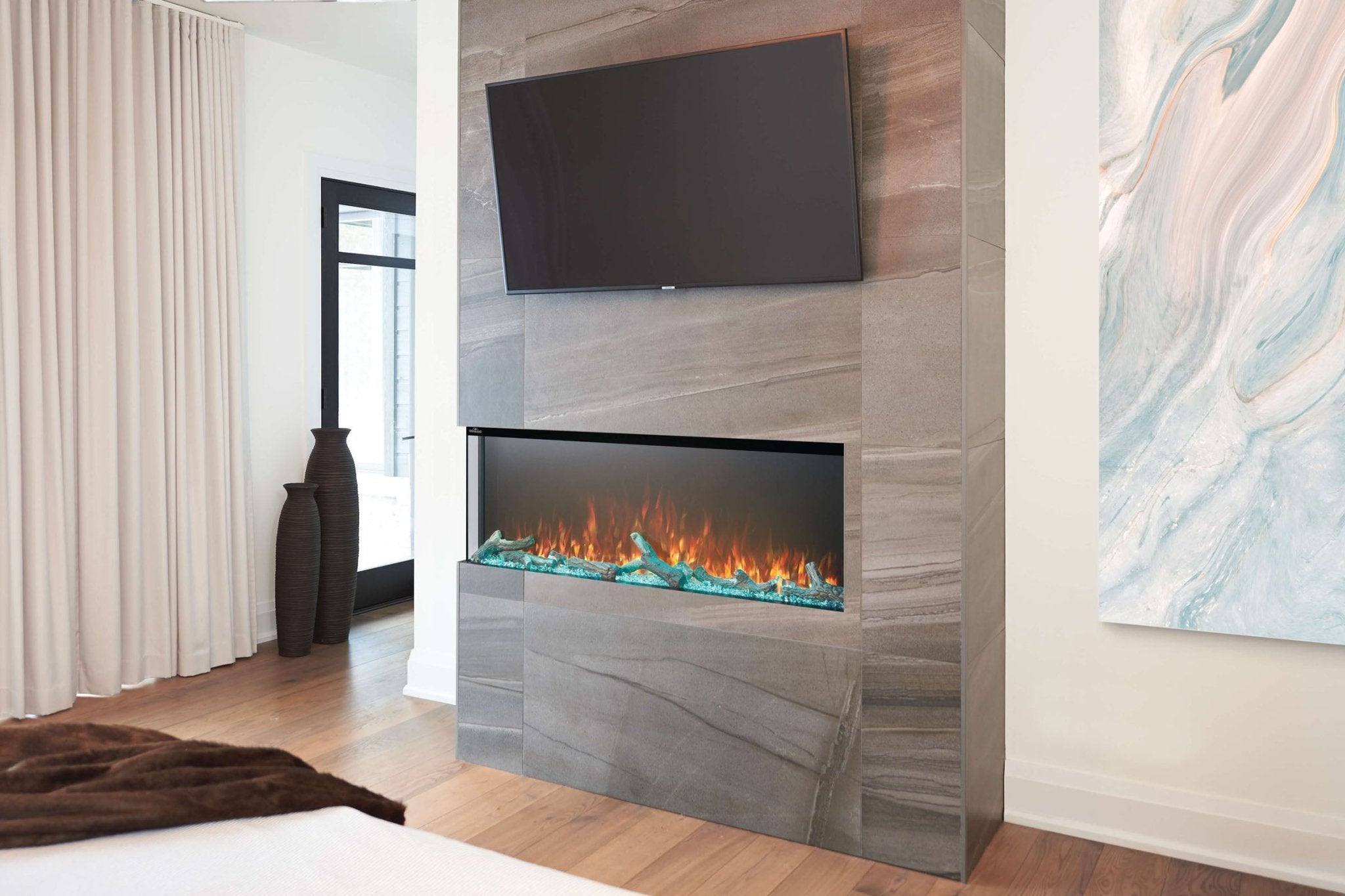 Napoleon Trivista Primis 50 - inch 3 - Sided / 2 - Sided Built In Electric Fireplace - Multi - Side View Electric Fireplace by Napoleon | Buy at Agent BBQ