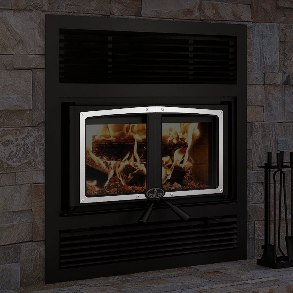 Osburn Brushed Nickel Door Overlay for Osburn Everest II Wood Fireplace - Hearth : Accessory by Osburn | Buy at Agent BBQ