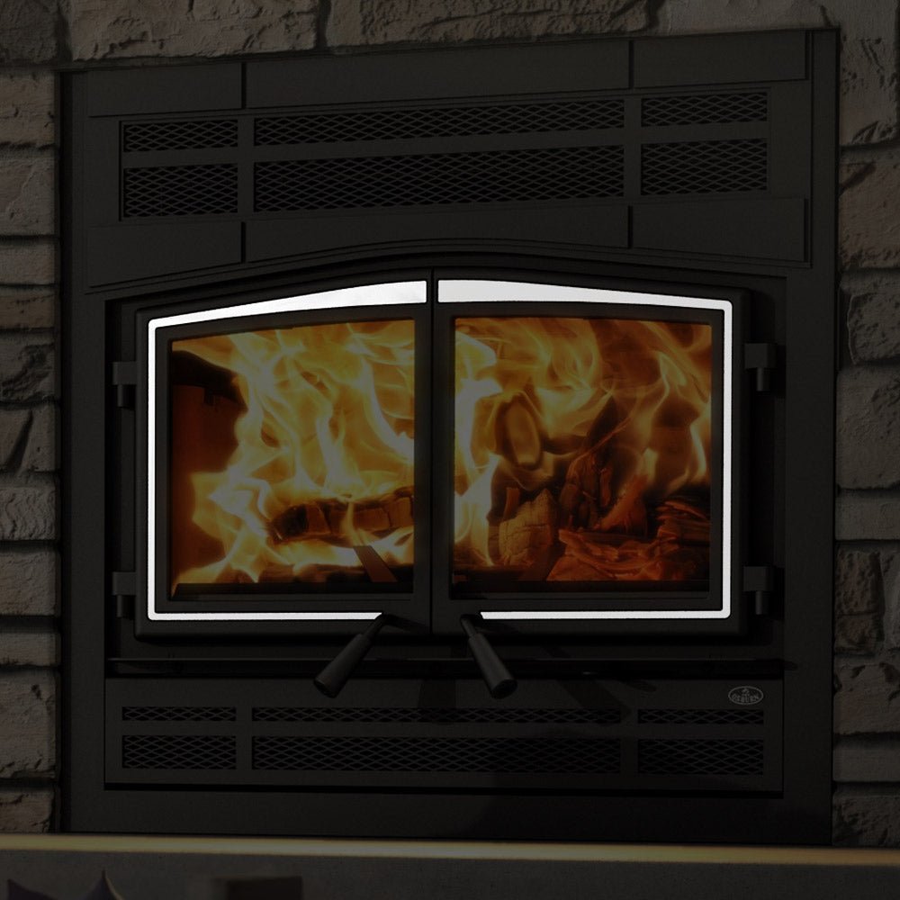 Osburn Brushed Nickel Door Overlay for Osburn Stratford II Wood Fireplace - Hearth : Accessory by Osburn | Buy at Agent BBQ