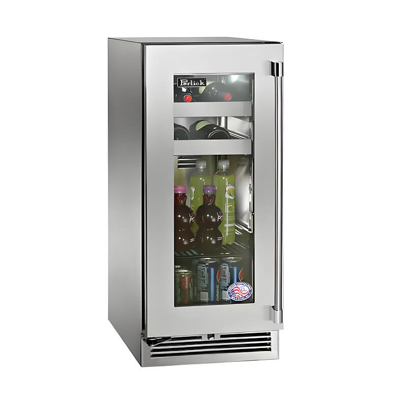 Perlick 15 - Inch Signature Series Stainless Steel Glass Door Outdoor Beverage Center with Lock - by Perlick | Buy at Agent BBQ