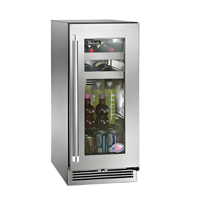 Perlick 15 - Inch Signature Series Stainless Steel Glass Door Outdoor Beverage Center with Lock - by Perlick | Buy at Agent BBQ