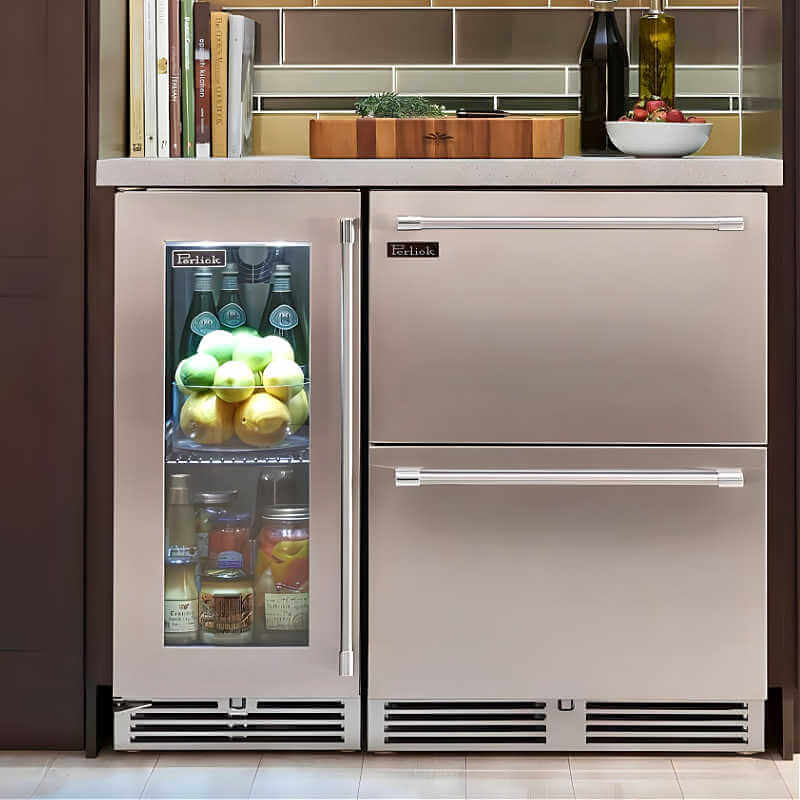 Perlick 15 - Inch Signature Series Stainless Steel Glass Door Outdoor Refrigerator with Door Lock - HP15BO - 4 - 3 - by Perlick | Buy at Agent BBQ