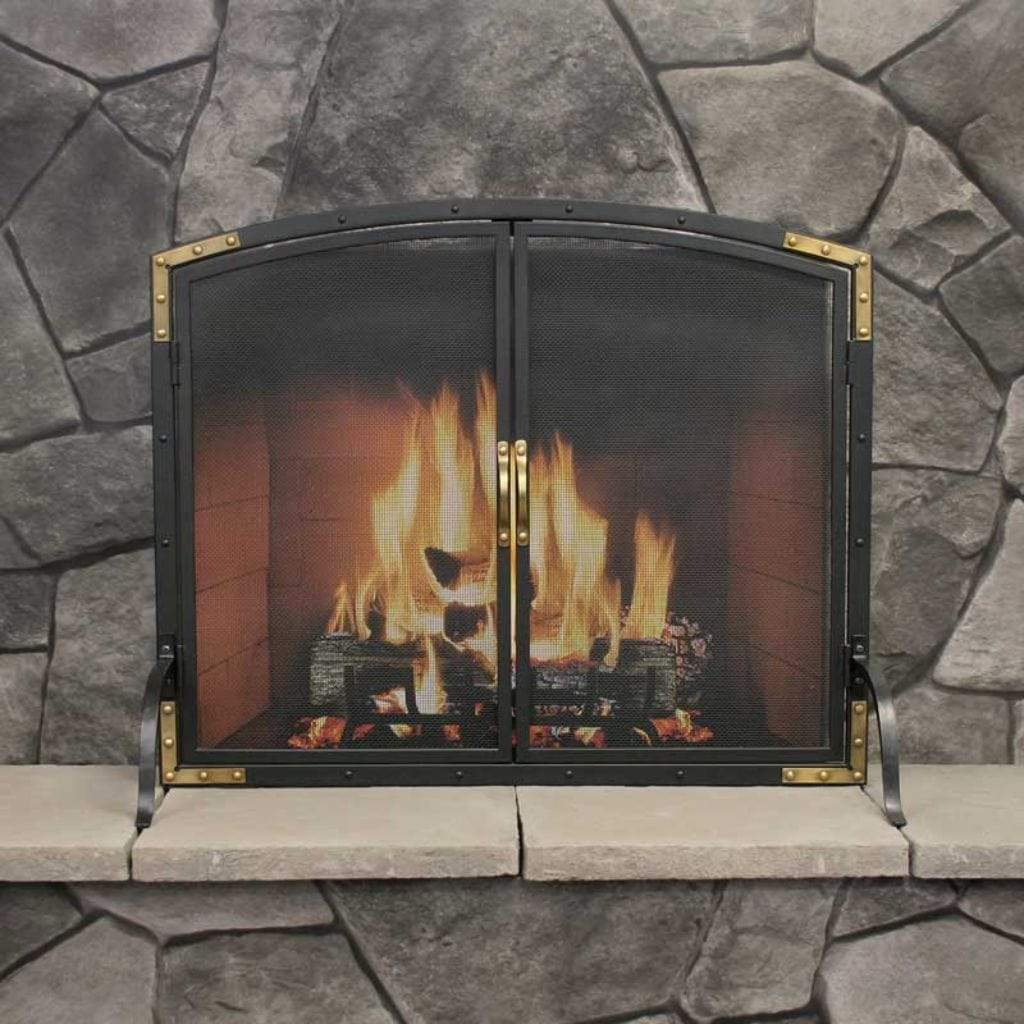 Pilgrim - 39" Black Refined Rivet Single Panel Mesh Screen - by Pilgrim Home & Hearth | Buy at Agent BBQ