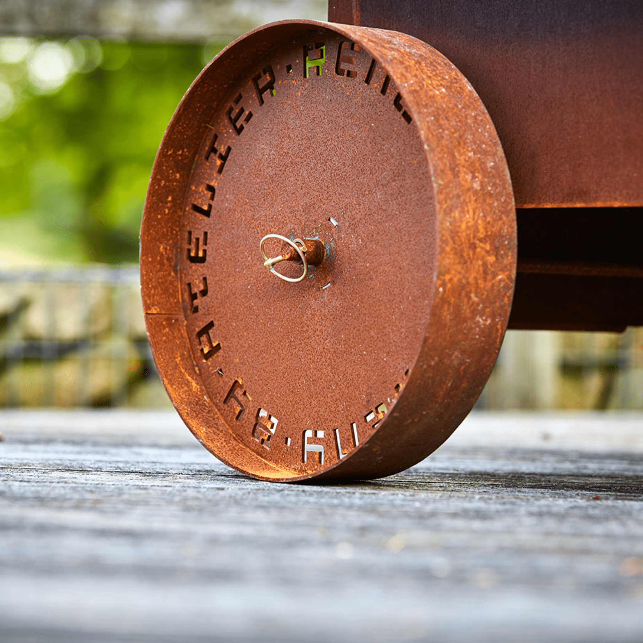 RB73 Bijuga 3mm CorTen Steel Fireplace With Two Wheels and a Push Bar - by RB73 | Buy at Agent BBQ