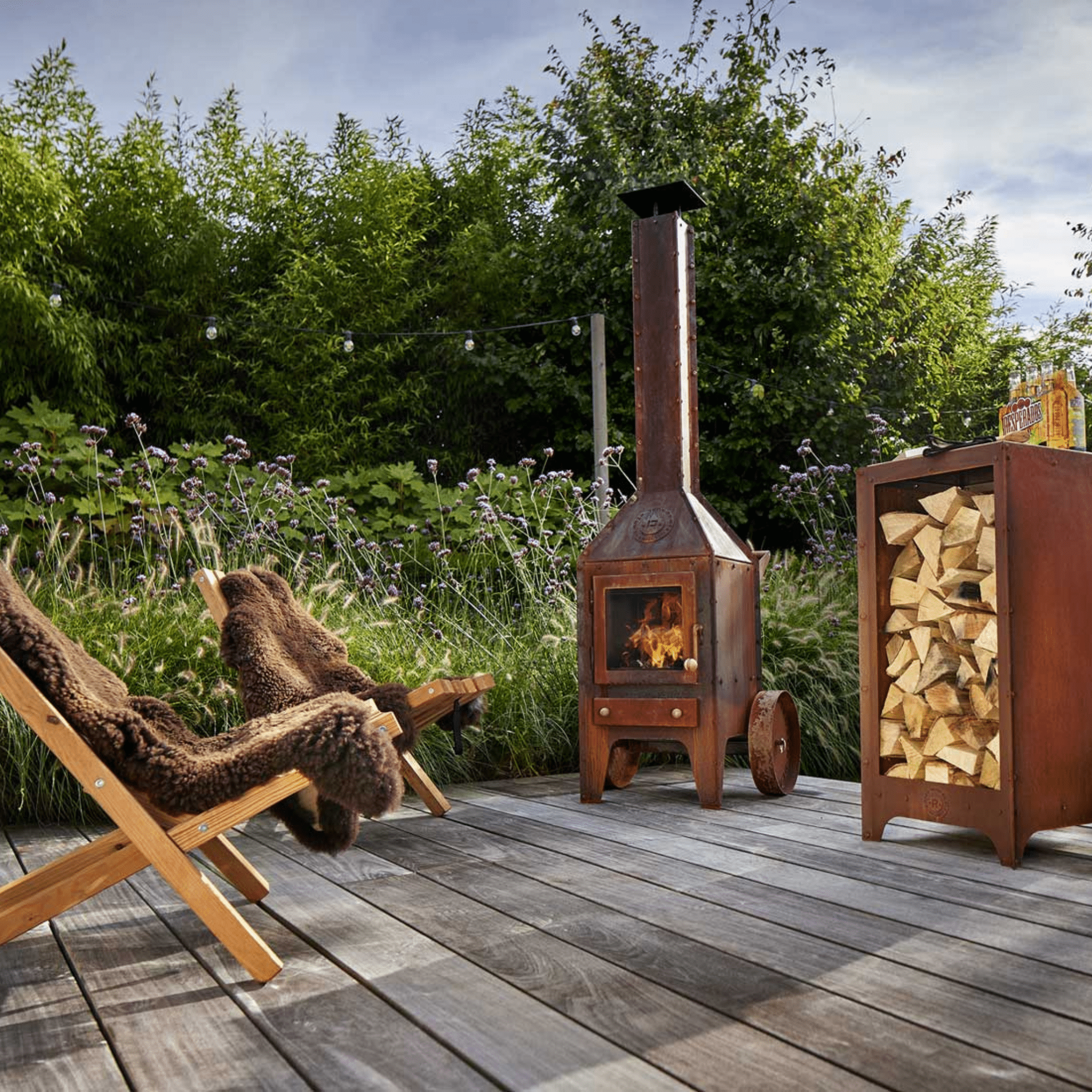 RB73 Bijuga 3mm CorTen Steel Fireplace With Two Wheels and a Push Bar - by RB73 | Buy at Agent BBQ